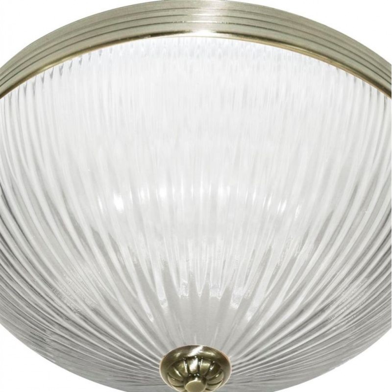 Searchlight-4772AB - Windsor II - Antique Brass 2 Light Flush with Ribbed Glass