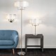 Table & Floor Lamp - Knightsbridge - Silver Silk Shade & Satin Silver 3 Light Floor Lamp Searchlight-4789SS - Knightsbridge - Silver Silk Shade & Satin Silver 3 Light Floor Lamp