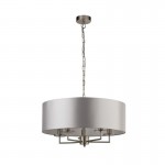 Knightsbridge - Silver Silk Shade & Satin Silver 5 Light Pendant Knightsbridge - Silver Silk Shade & Satin Silver 5 Light Pendant
