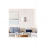 Knightsbridge - Silver Silk Shade & Satin Silver 5 Light Pendant Knightsbridge - Silver Silk Shade & Satin Silver 5 Light Pendant