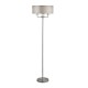 Table & Floor Lamp - Knightsbridge - Silver Silk Shade & Satin Silver 3 Light Floor Lamp Searchlight-4789SS - Knightsbridge - Silver Silk Shade & Satin Silver 3 Light Floor Lamp
