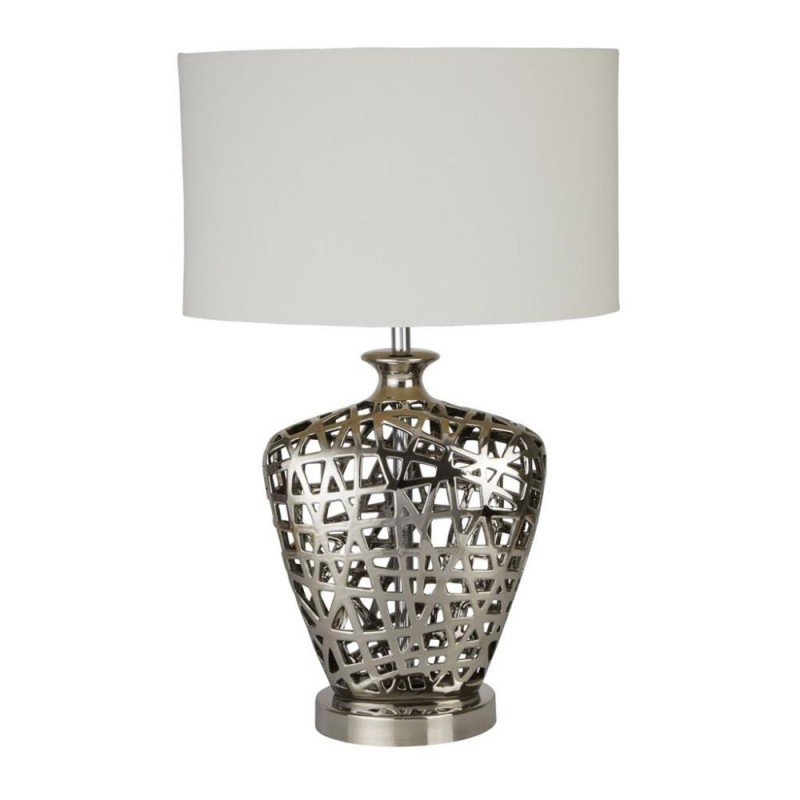 Searchlight-4852CC - Network - Decorative Chrome Table Lamp with White Shade