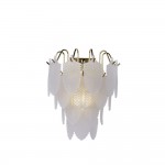 Feather - Satin Brass Wall Lamp with Frosted Feather Glass