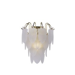 Feather - Satin Brass Wall Lamp with Frosted Feather Glass