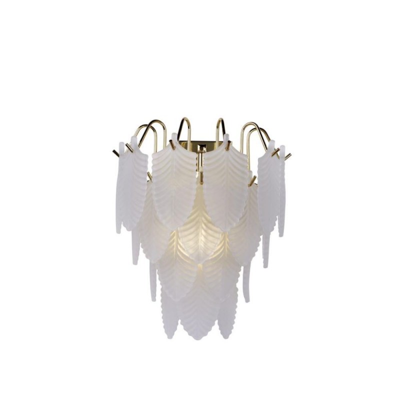 Searchlight-48910-1SB - Feather - Satin Brass Wall Lamp with Frosted Feather Glass