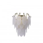 Feather - Satin Brass Wall Lamp with Frosted Feather Glass