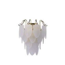 Feather - Satin Brass Wall Lamp with Frosted Feather Glass