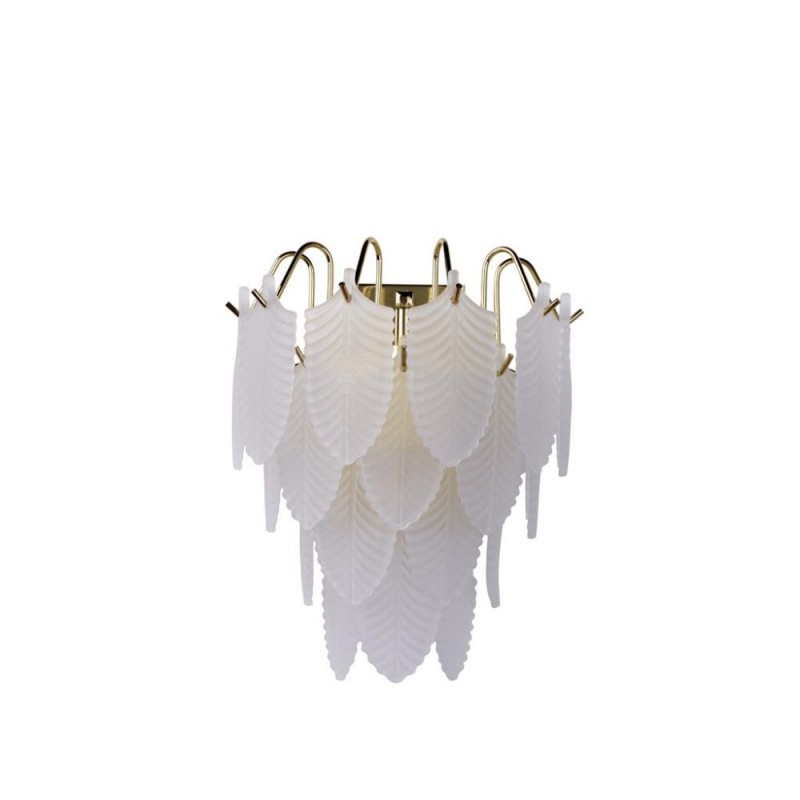 Searchlight-48910-1SB - Feather - Satin Brass Wall Lamp with Frosted Feather Glass