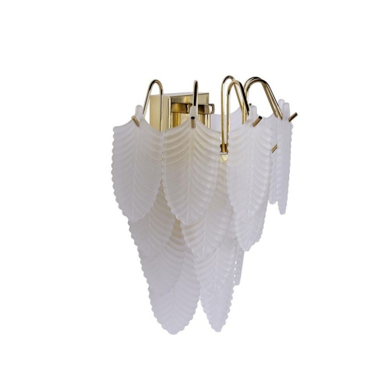 Searchlight-48910-1SB - Feather - Satin Brass Wall Lamp with Frosted Feather Glass