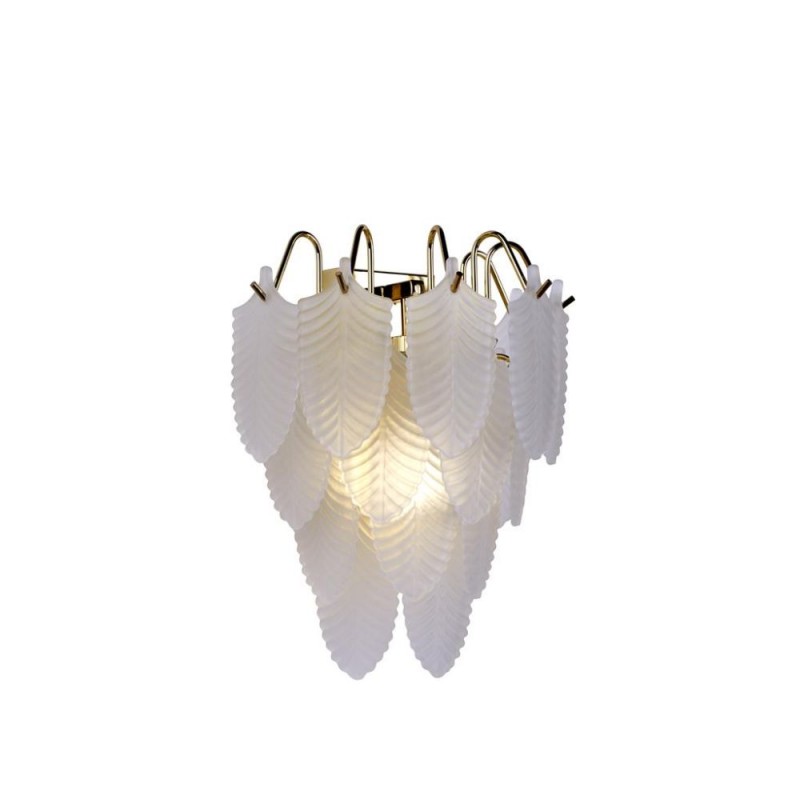 Searchlight-48910-1SB - Feather - Satin Brass Wall Lamp with Frosted Feather Glass