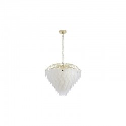 Feather - Satin Brass 10 Light Pendant with Frosted Feather Glass Feather - Satin Brass 10 Light Pendant with Frosted Feather Glass