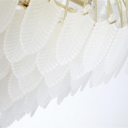 Feather - Satin Brass 10 Light Pendant with Frosted Feather Glass Feather - Satin Brass 10 Light Pendant with Frosted Feather Glass