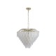 Searchlight-48970-6SB - Feather - Satin Brass 6 Light Pendant with Frosted Feather Glass