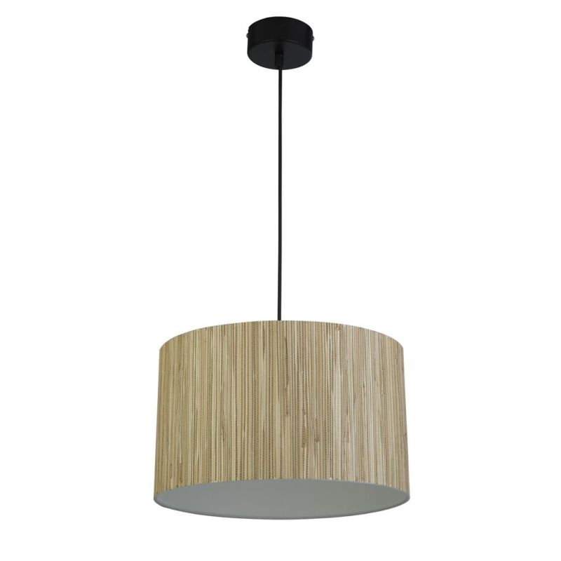 Searchlight-49711BK - Meadow - Black Pendant with Natural Grass Shade