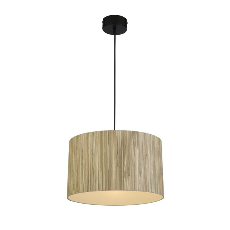 Searchlight-49711BK - Meadow - Black Pendant with Natural Grass Shade