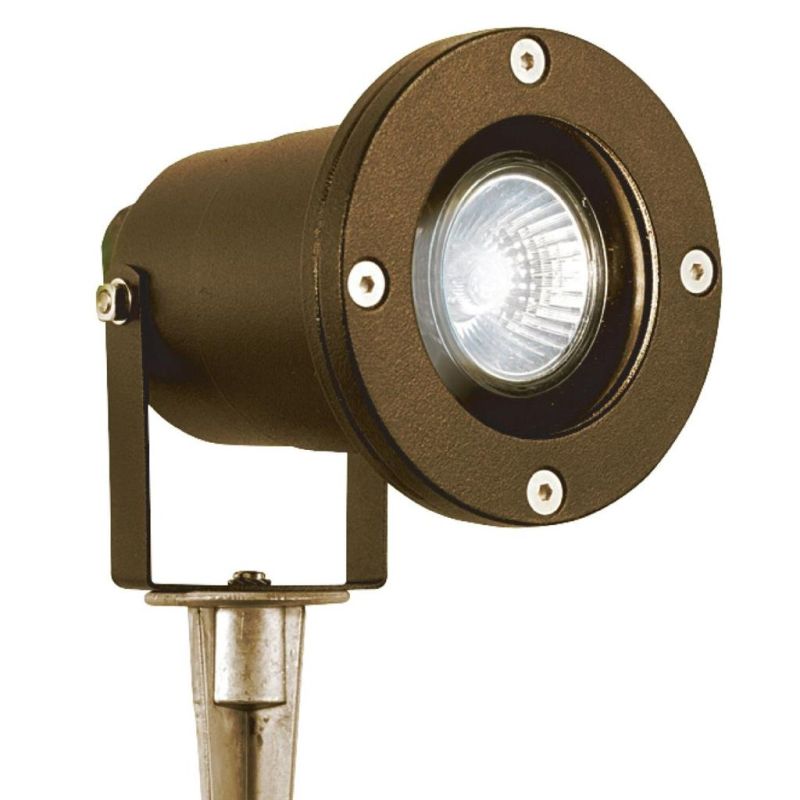 Searchlight-5001RUS-LED - Spikey - Outdoor Rustic Brown & Clear Glass Spike Spots