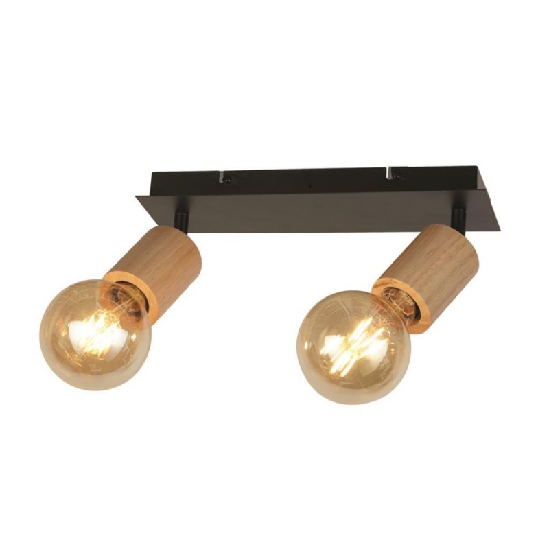Searchlight-50211-2NA - Spinny - Wood & Black 2 Spotlights
