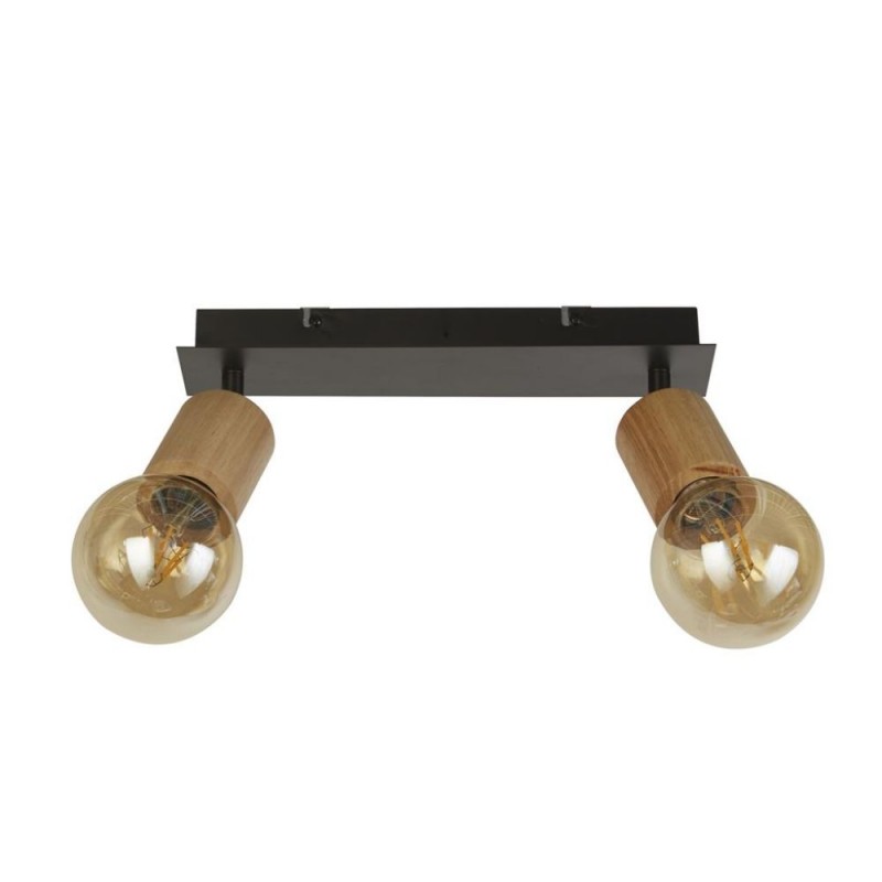 Searchlight-50211-2NA - Spinny - Wood & Black 2 Spotlights