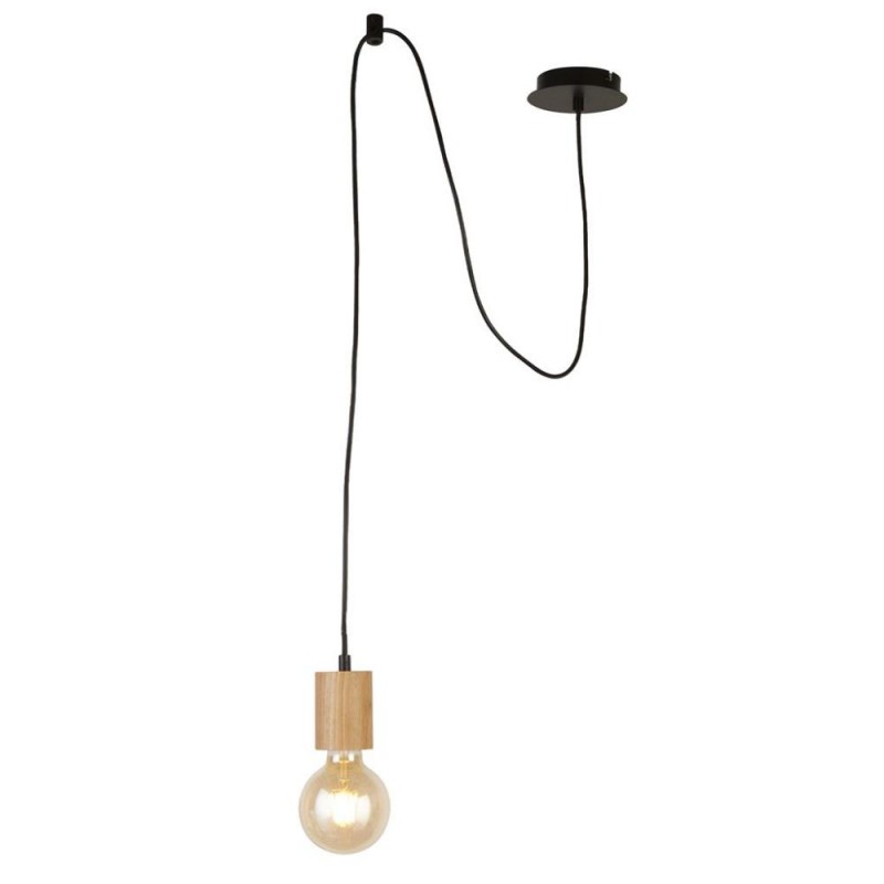 Searchlight-50212-1NA - Spinny - Wood & Black Pendant