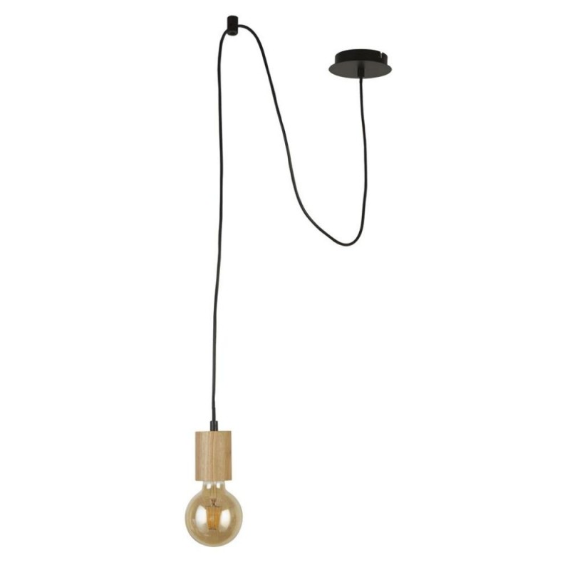 Searchlight-50212-1NA - Spinny - Wood & Black Pendant