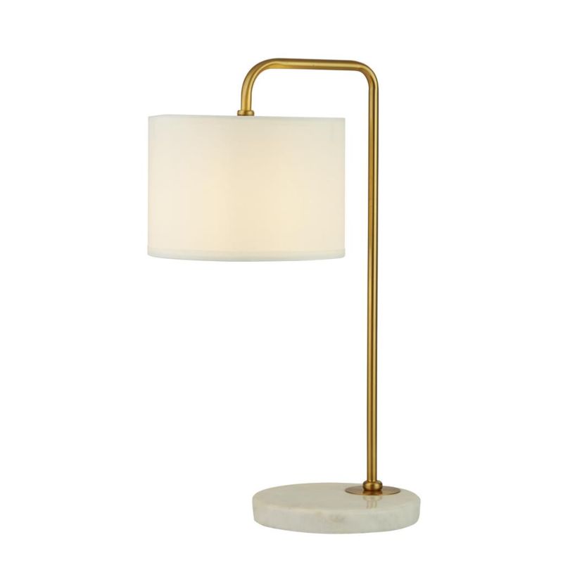 Searchlight-5023GO - Gallow - Antique Gold & White Marble Table Lamp with White Shade