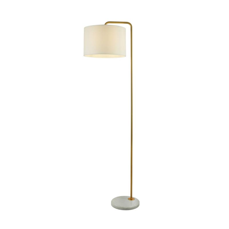 Searchlight-5024GO - Gallow - Antique Gold & White Marble Floor Lamp with White Shade