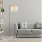 Gallow - Antique Gold & White Marble Floor Lamp with White Shade Gallow - Antique Gold & White Marble Floor Lamp with White Shade