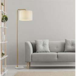Gallow - Antique Gold & White Marble Floor Lamp with White Shade Gallow - Antique Gold & White Marble Floor Lamp with White Shade