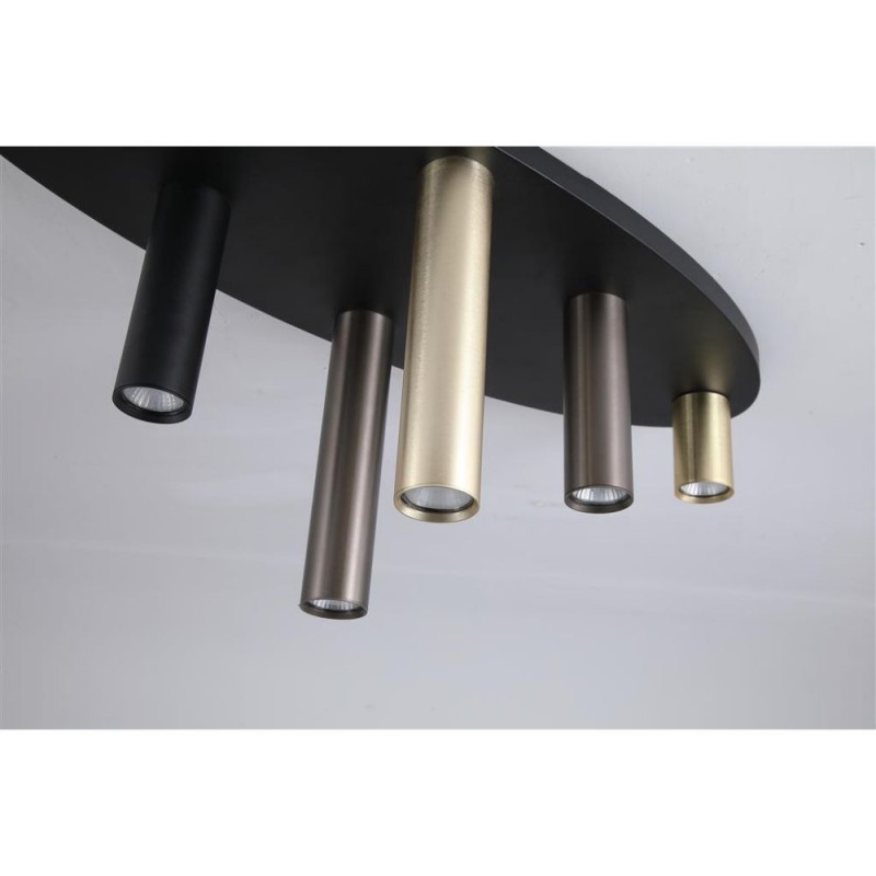 Searchlight-50571-6BK - Tubes - Black 6 Light Flush with Multicoloured Slim Tubes