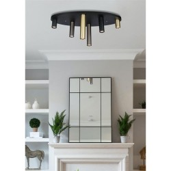 Tubes - Black 6 Light Flush with Multicoloured Slim Tubes