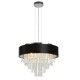Searchlight-50818-5BK - Glamour - Black Velvet 5 Light Pendant Convertible to Flush with Crystal
