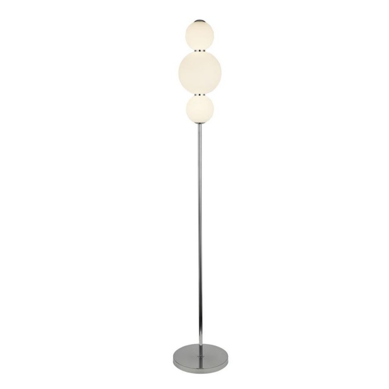 Searchlight-51021-3CC - Snowball - Chrome LED Floor Lamp with White Glass
