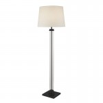Pedestal - Clear Glass & Black with White Shade Floor Lamp Pedestal - Clear Glass & Black with White Shade Floor Lamp