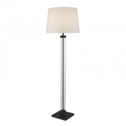 Pedestal - Clear Glass & Black with White Shade Floor Lamp Pedestal - Clear Glass & Black with White Shade Floor Lamp