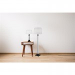 Pedestal - Clear Glass & Black with White Shade Floor Lamp Pedestal - Clear Glass & Black with White Shade Floor Lamp
