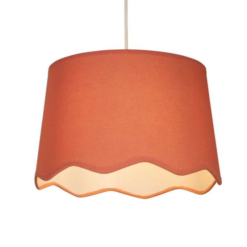 Searchlight-53102 - Evan - Shade Only - 30 cm Coral Scallop Linen Shade