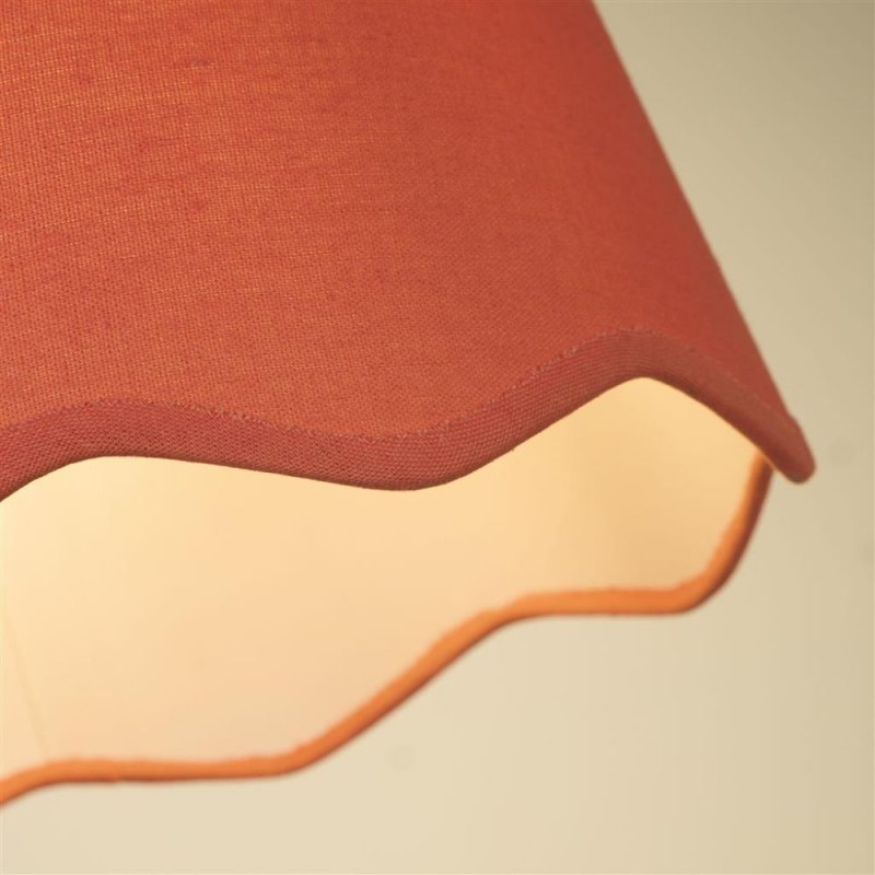 Searchlight-53102 - Evan - Shade Only - 30 cm Coral Scallop Linen Shade