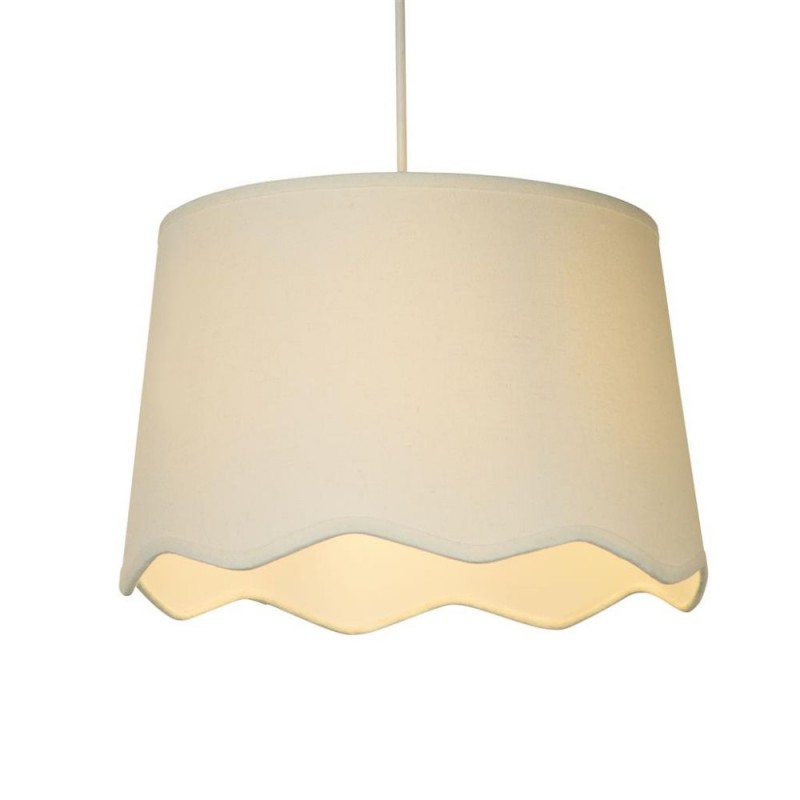 Searchlight-53103 - Evan - Shade Only - 30 cm Ivory Scallop Linen Shade