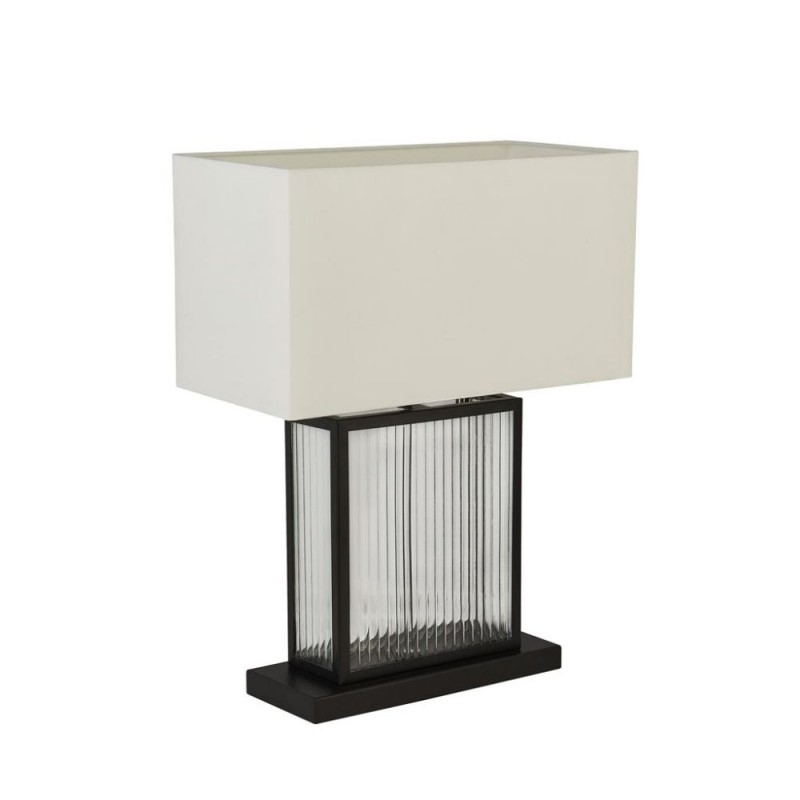 Searchlight-54210BK - Clarendon - Black & Clear Glass Rods Table Lamp with White Velvet Shade