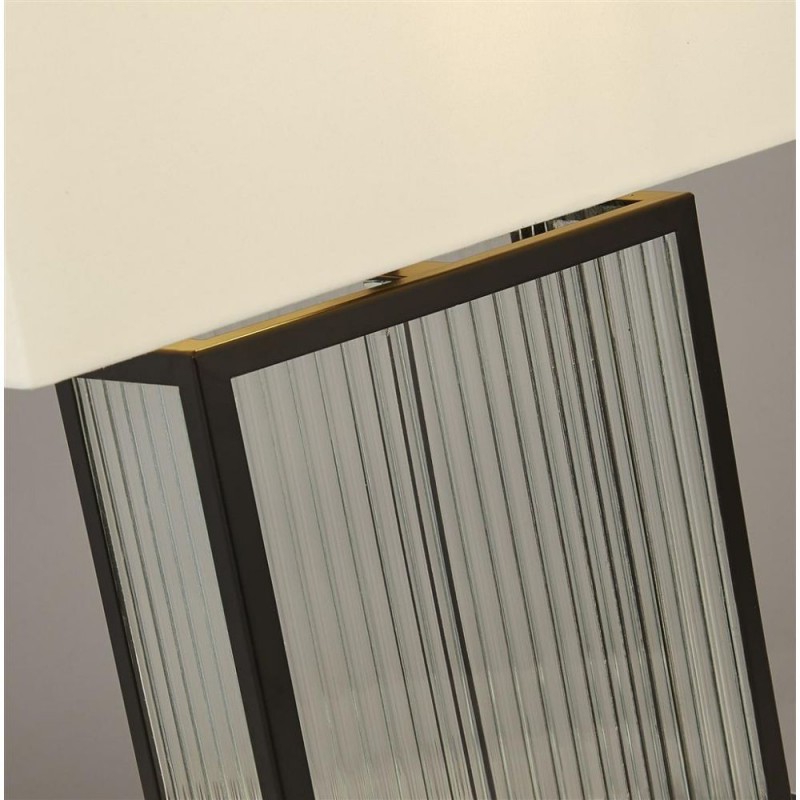 Searchlight-54210BK - Clarendon - Black & Clear Glass Rods Table Lamp with White Velvet Shade