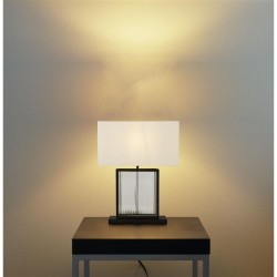 Clarendon - Black & Clear Glass Rods Table Lamp with Off-White Velvet Shade