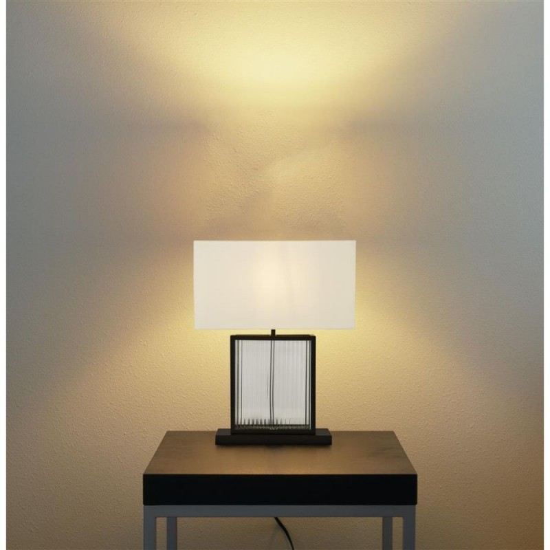 Searchlight-54210BK - Clarendon - Black & Clear Glass Rods Table Lamp with White Velvet Shade