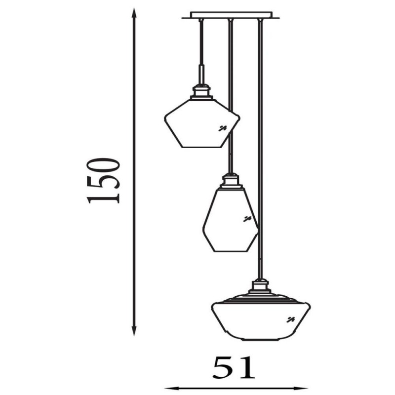 Searchlight-5423-3AB - Mia - Antique Brass 3 Light Cluster Pendant with Amber Glass