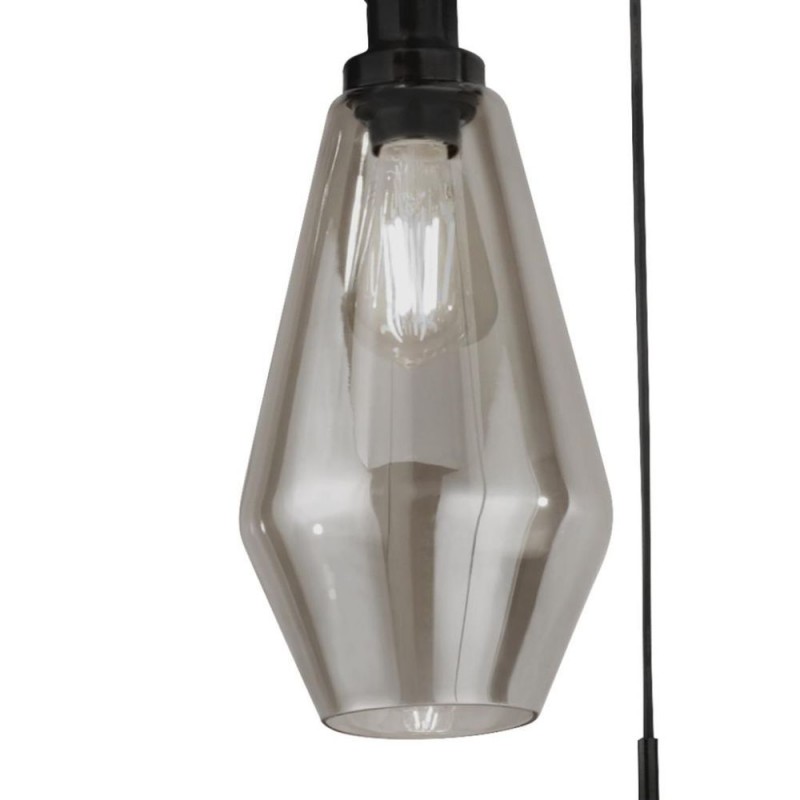 Searchlight-5423-3BK - Mia - Black 3 Light Cluster Pendant with Smoked Glass