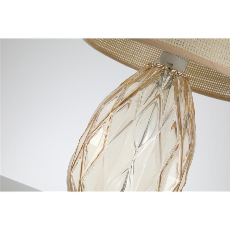 Searchlight-54636CP - Diane - Champagne Glass Table Lamp with Rattan Shade