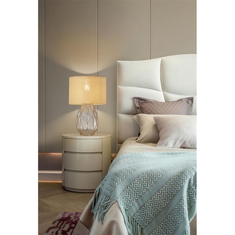 Searchlight-54636CP - Diane - Champagne Glass Table Lamp with Rattan Shade