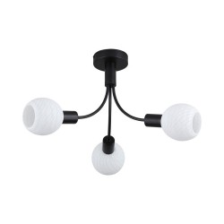 Nova - Black 3 Light Semi Flush with Decorative Opal Glass