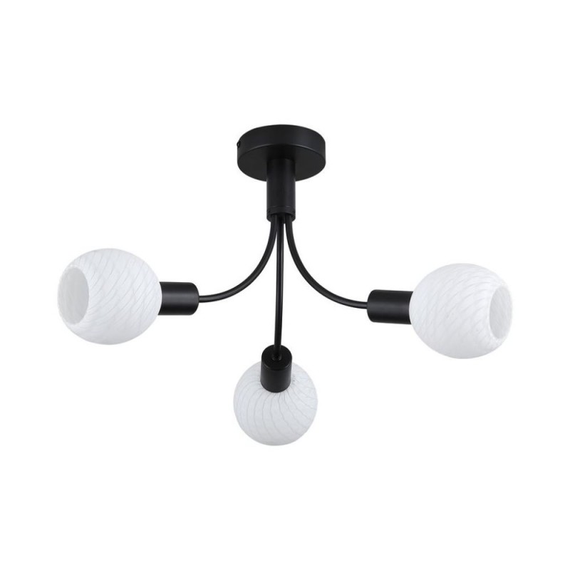 Searchlight-54713-3BK - Nova - Black 3 Light Semi Flush with Decorative Opal Glass