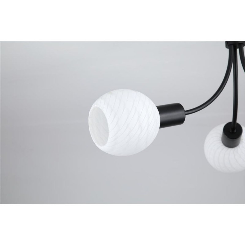 Searchlight-54713-3BK - Nova - Black 3 Light Semi Flush with Decorative Opal Glass