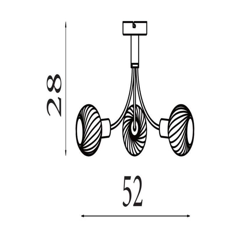 Searchlight-54713-3BK - Nova - Black 3 Light Semi Flush with Decorative Opal Glass